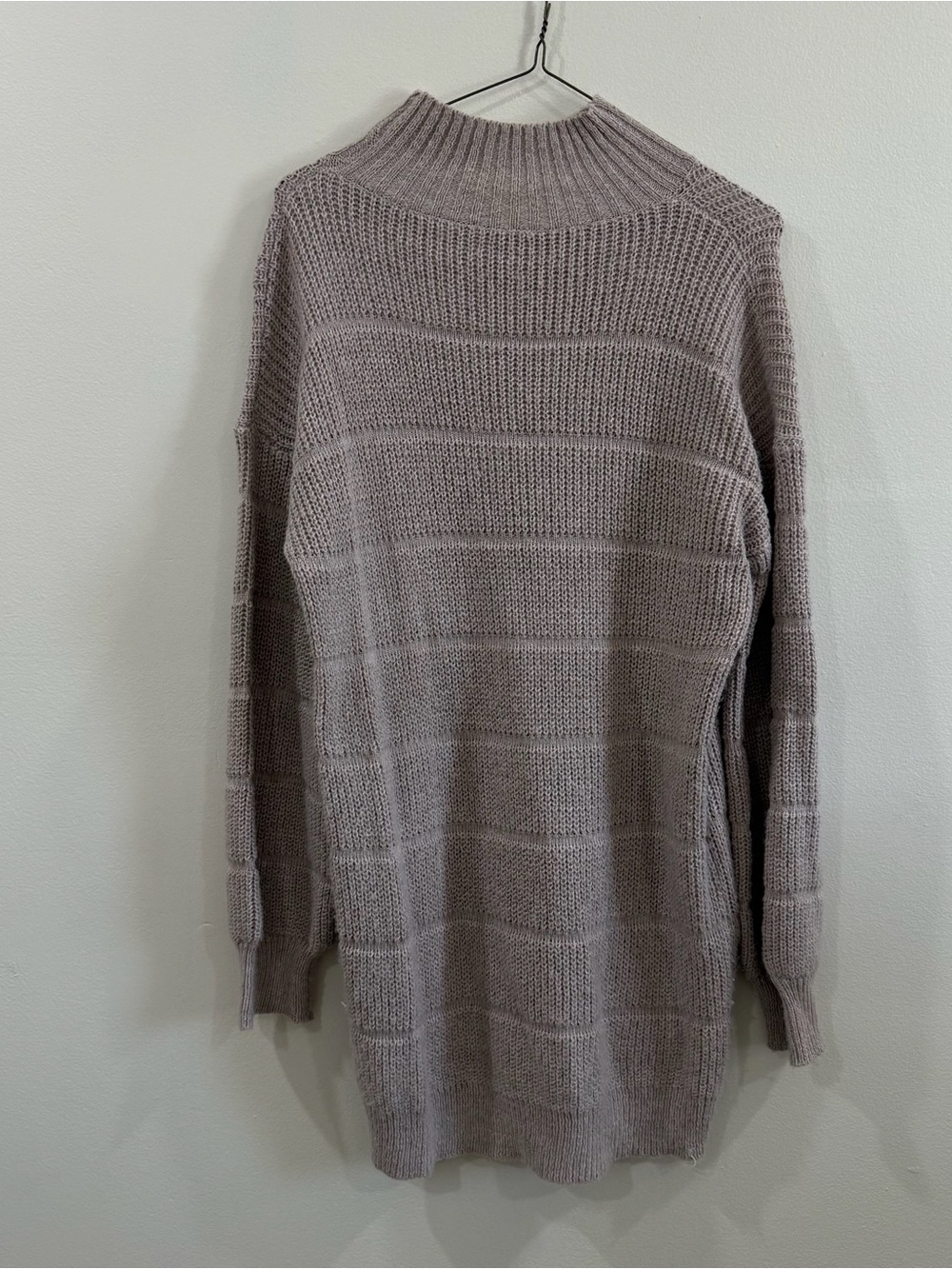 SHEIN Mauve-Taupe Ribbed Mock Neck Sweater Dress